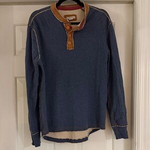 Casual Blue Henley Long Sleeve Shirt